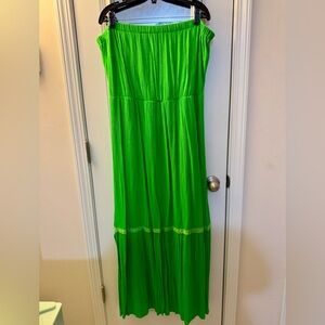 New York & Company Bright Green Strapless Maxi Dress Size XL